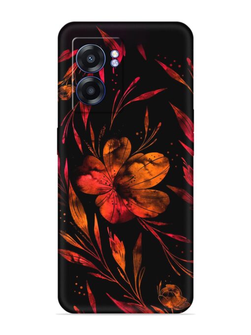 Red Flower Painting Embossed Soft Silicone Case for Realme Narzo 50 (5G)