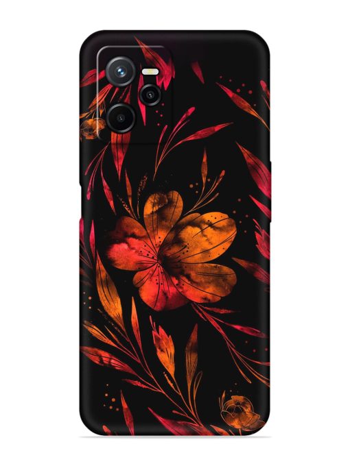 Red Flower Painting Embossed Soft Silicone Case for Realme Narzo 50A Prime