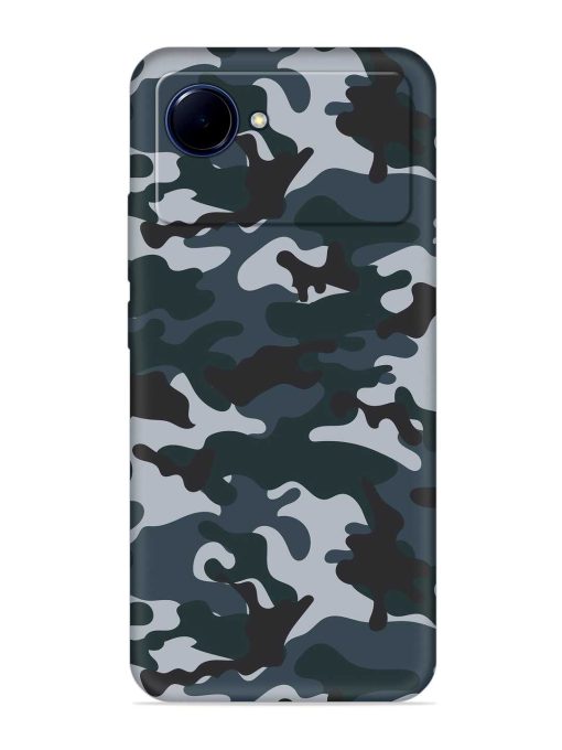 Dark Blue Army Military Art Embossed Soft Silicone Case for Realme Narzo 50I Prime