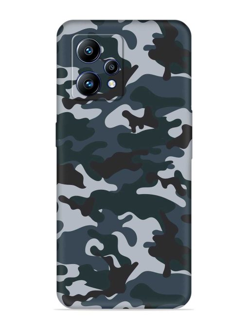 Dark Blue Army Military Art Embossed Soft Silicone Case for Realme Narzo 50 Pro Zapvi