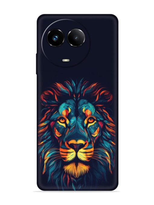 Colorful Lion Embossed Soft Silicone Case for Realme Narzo 60X (5G)