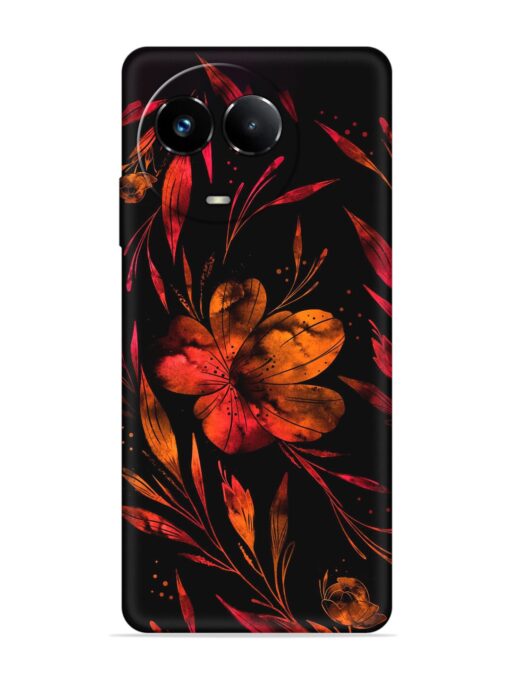 Red Flower Painting Embossed Soft Silicone Case for Realme Narzo 60X (5G)