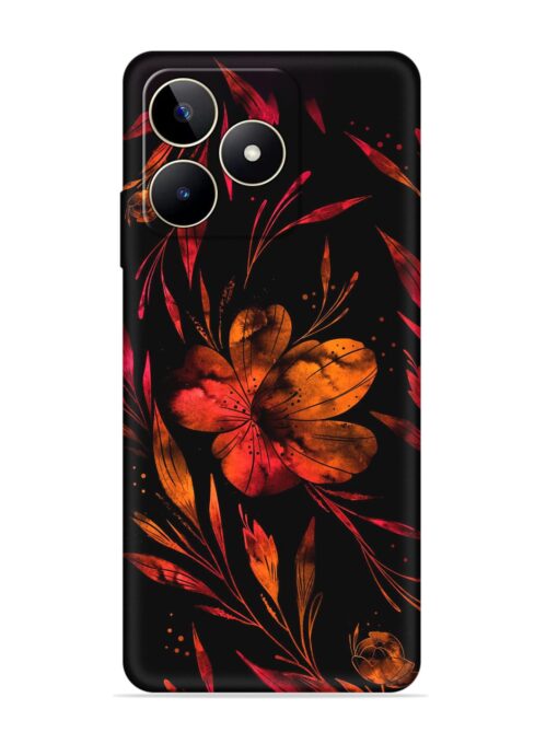 Red Flower Painting Embossed Soft Silicone Case for Realme Narzo N53 Zapvi