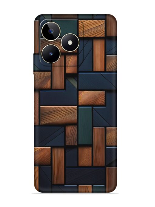 Wooden Background Cubes Embossed Soft Silicone Case for Realme Narzo N53 Zapvi