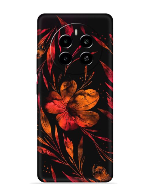 Red Flower Painting Embossed Soft Silicone Case for Realme P1 (5G) Zapvi