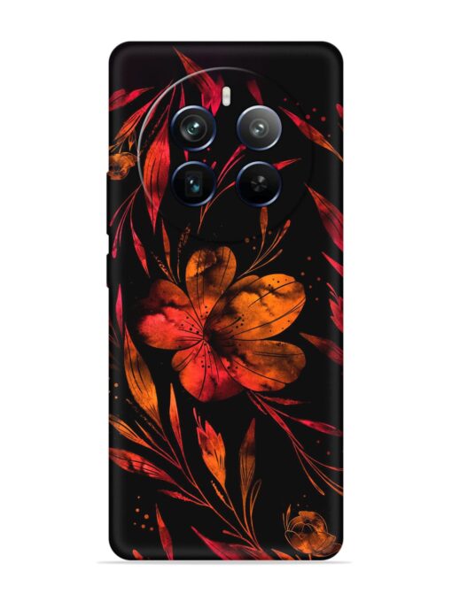 Red Flower Painting Embossed Soft Silicone Case for Realme P1 Pro (5G) Zapvi