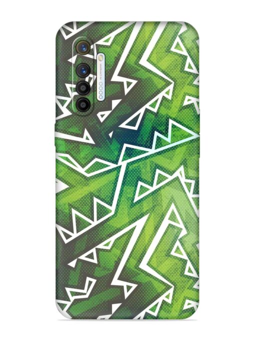 Green Graffiti Seamless Embossed Soft Silicone Case for Realme X2