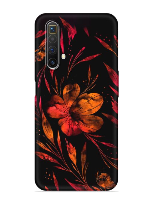 Red Flower Painting Embossed Soft Silicone Case for Realme X3