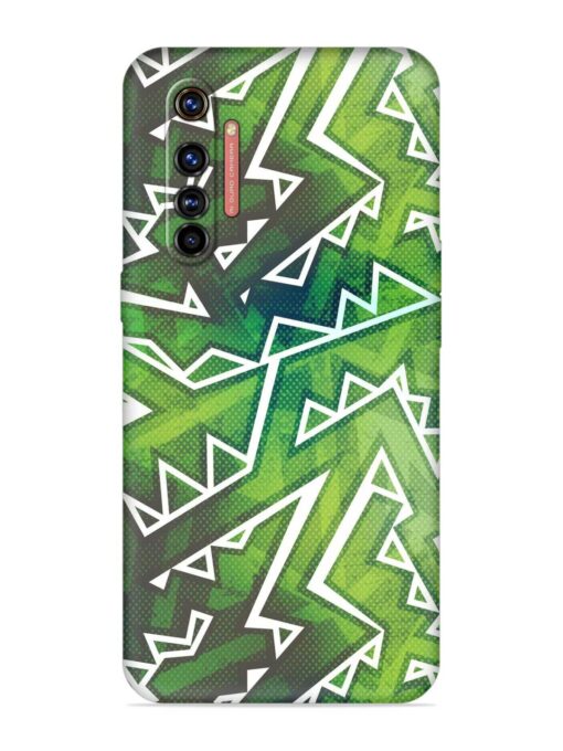 Green Graffiti Seamless Embossed Soft Silicone Case for Realme X50 Pro