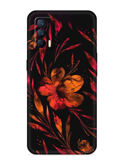 Red Flower Painting Embossed Soft Silicone Case for Realme X7 (5G) Zapvi