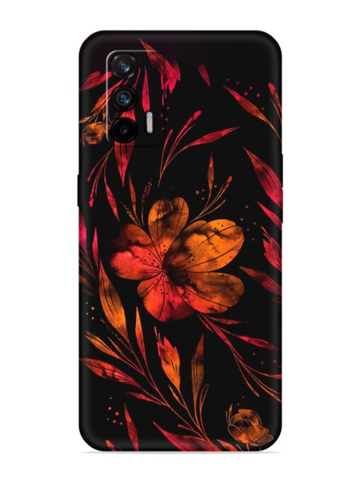 Red Flower Painting Embossed Soft Silicone Case for Realme X7 Max (5G)