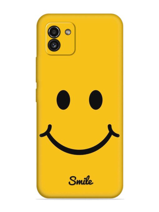 Yellow Smiley Embossed Soft Silicone Case for Samsung Galaxy A03