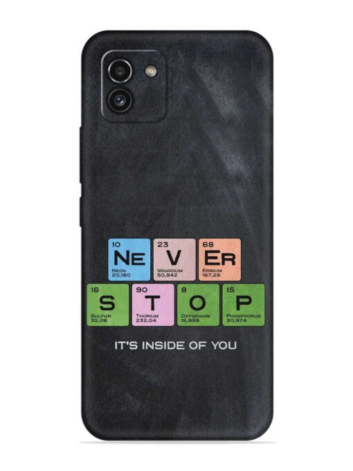 Never Stop It'S Inside Of You Embossed Soft Silicone Case for Samsung Galaxy A03