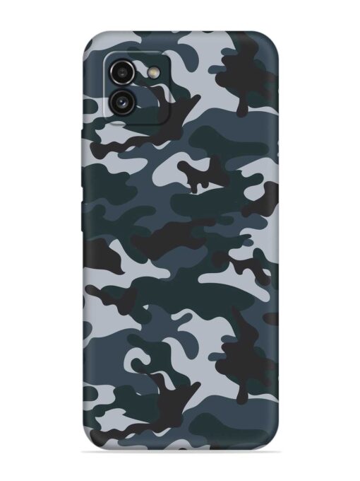 Dark Blue Army Military Art Embossed Soft Silicone Case for Samsung Galaxy A03 Zapvi