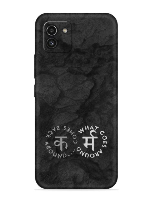 Karma Hindi Word Embossed Soft Silicone Case for Samsung Galaxy A03