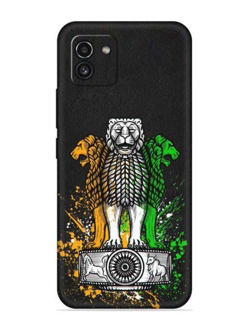 Pillars Of Ashoka Embossed Soft Silicone Case for Samsung Galaxy A03 Zapvi