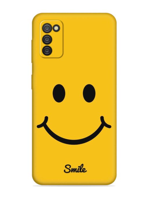 Yellow Smiley Embossed Soft Silicone Case for Samsung Galaxy A03S