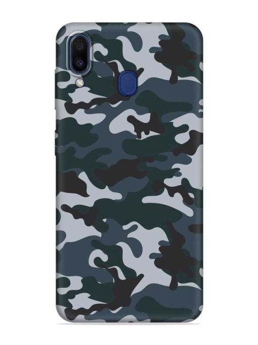 Dark Blue Army Military Art Embossed Soft Silicone Case for Samsung Galaxy A20 Zapvi