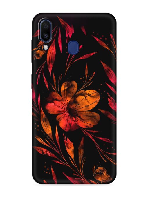 Red Flower Painting Embossed Soft Silicone Case for Samsung Galaxy A20 Zapvi