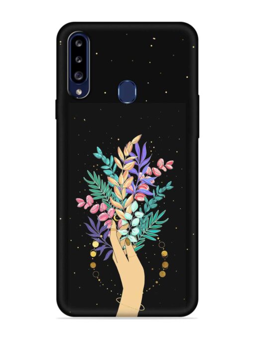 Flower On Hand Embossed Soft Silicone Case for Samsung Galaxy A20S