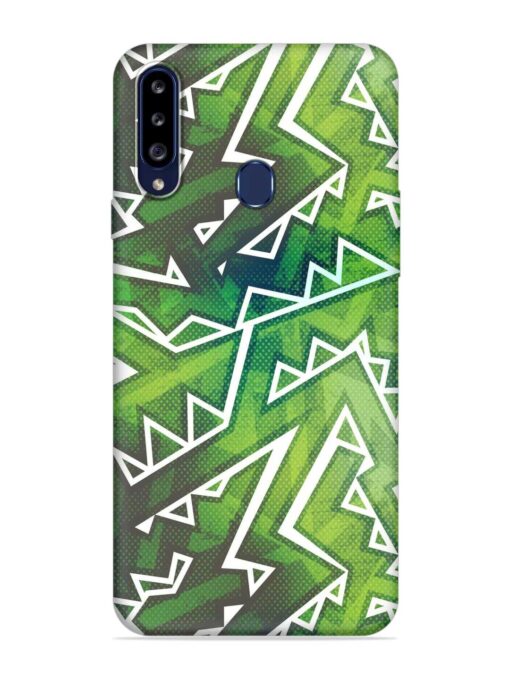 Green Graffiti Seamless Embossed Soft Silicone Case for Samsung Galaxy A20S