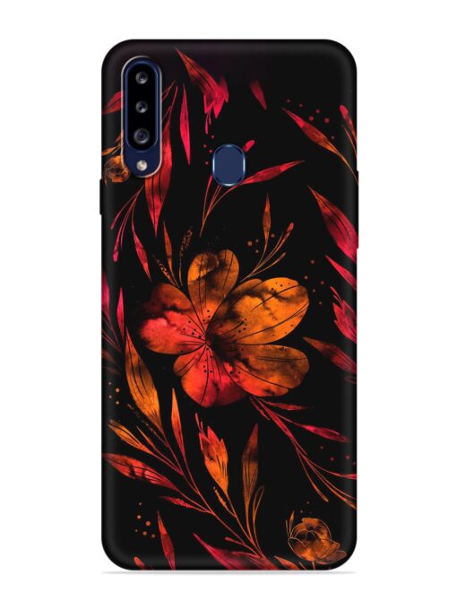 Red Flower Painting Embossed Soft Silicone Case for Samsung Galaxy A20S Zapvi