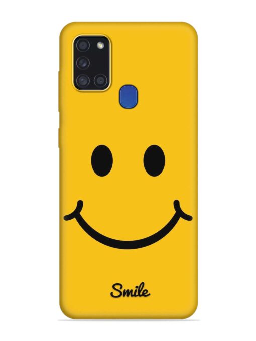 Yellow Smiley Embossed Soft Silicone Case for Samsung Galaxy A21S Zapvi