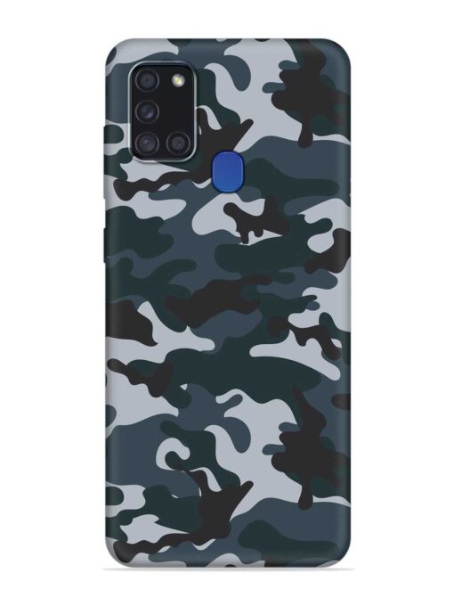 Dark Blue Army Military Art Embossed Soft Silicone Case for Samsung Galaxy A21S Zapvi