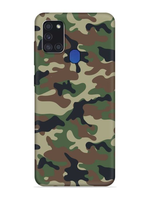 Army Military Camouflage Dark Green Embossed Soft Silicone Case for Samsung Galaxy A21S Zapvi