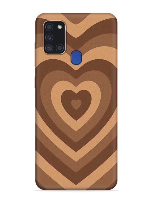 Brown Heart Embossed Soft Silicone Case for Samsung Galaxy A21S Zapvi