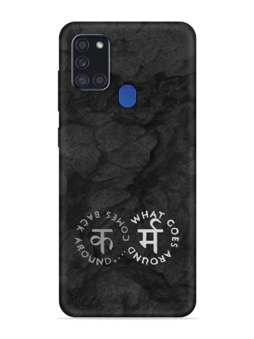 Karma Hindi Word Embossed Soft Silicone Case for Samsung Galaxy A21S Zapvi