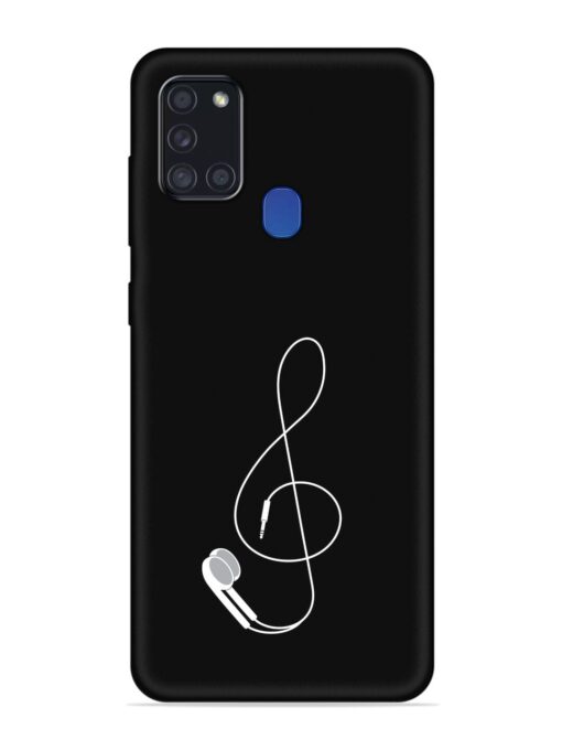 Music Earphone Vector Embossed Soft Silicone Case for Samsung Galaxy A21S Zapvi