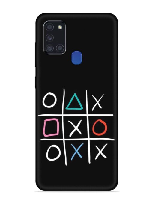 Super Neon Tic-Tac-Toe Embossed Soft Silicone Case for Samsung Galaxy A21S Zapvi