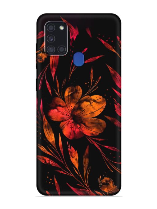 Red Flower Painting Embossed Soft Silicone Case for Samsung Galaxy A21S Zapvi