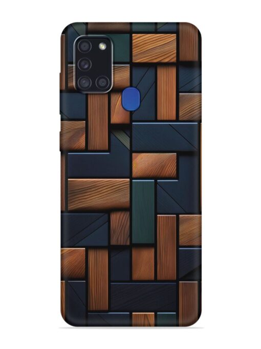 Wooden Background Cubes Embossed Soft Silicone Case for Samsung Galaxy A21S Zapvi