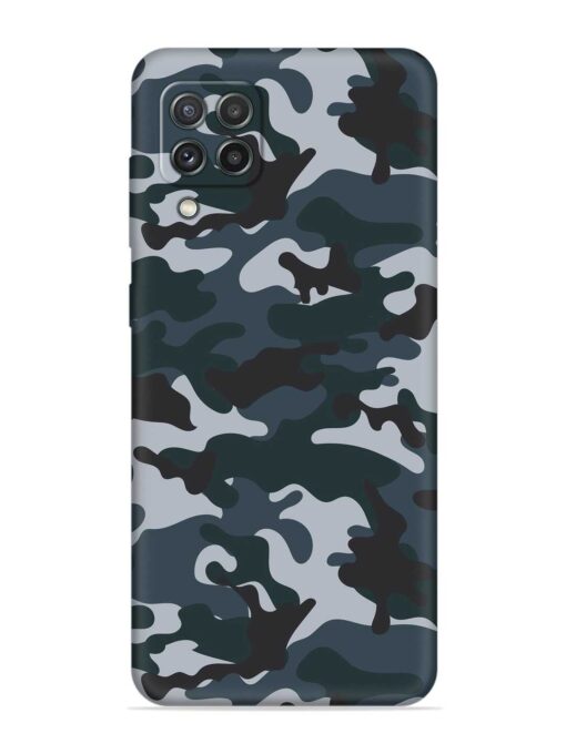 Dark Blue Army Military Art Embossed Soft Silicone Case for Samsung Galaxy A22 (4G)