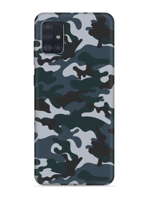 Dark Blue Army Military Art Embossed Soft Silicone Case for Samsung Galaxy A51 Zapvi