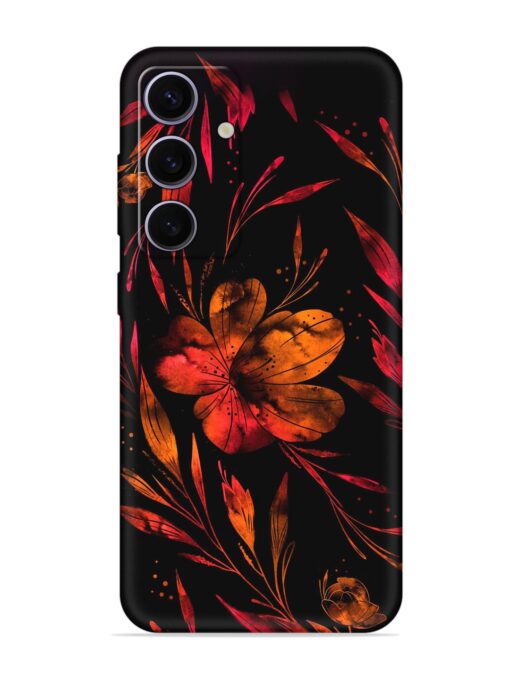 Red Flower Painting Embossed Soft Silicone Case for Samsung Galaxy A55 (5G) Zapvi