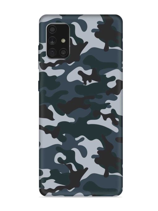 Dark Blue Army Military Art Embossed Soft Silicone Case for Samsung Galaxy A71