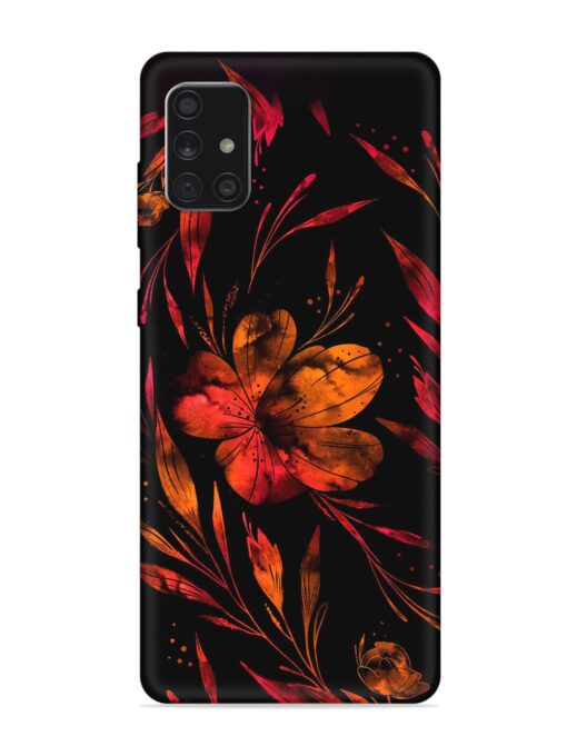 Red Flower Painting Embossed Soft Silicone Case for Samsung Galaxy A71