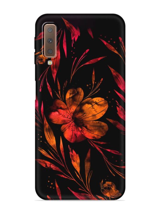 Red Flower Painting Embossed Soft Silicone Case for Samsung Galaxy A7 (2018) Zapvi