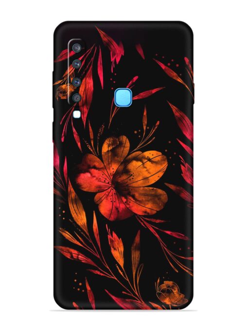 Red Flower Painting Embossed Soft Silicone Case for Samsung Galaxy A9 (2018)