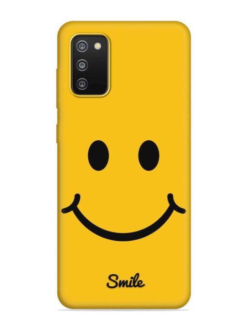 Yellow Smiley Embossed Soft Silicone Case for Samsung Galaxy F02S Zapvi