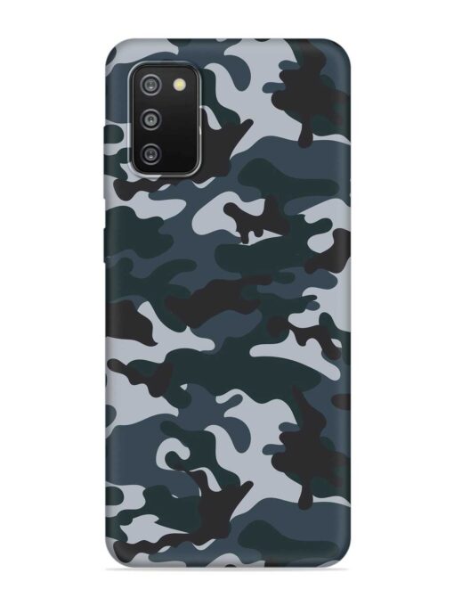 Dark Blue Army Military Art Embossed Soft Silicone Case for Samsung Galaxy F02S Zapvi