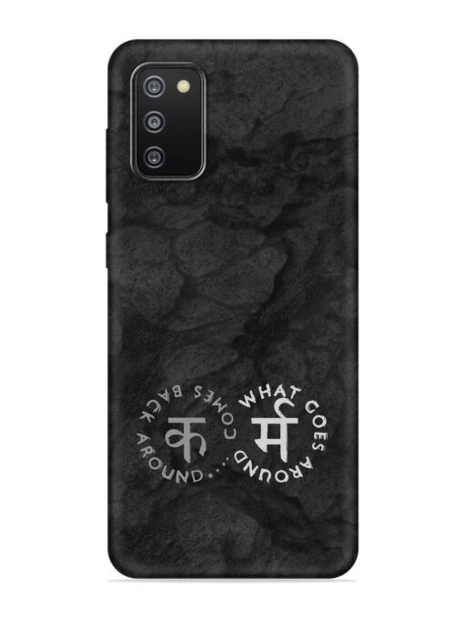 Karma Hindi Word Embossed Soft Silicone Case for Samsung Galaxy F02S Zapvi