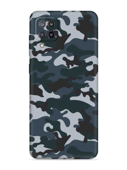 Dark Blue Army Military Art Embossed Soft Silicone Case for Samsung Galaxy F12