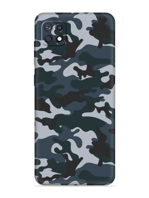 Dark Blue Army Military Art Embossed Soft Silicone Case for Samsung Galaxy F42 (5G)