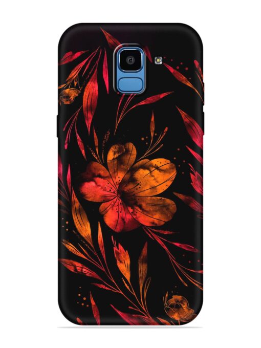 Red Flower Painting Embossed Soft Silicone Case for Samsung Galaxy J6 (2018)