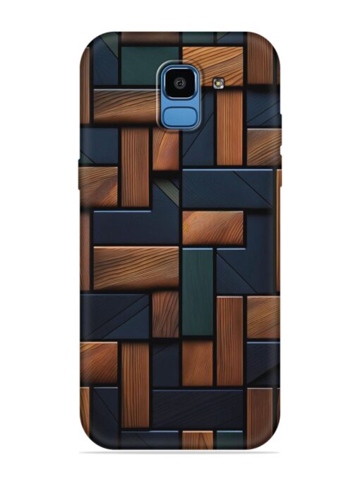 Wooden Background Cubes Embossed Soft Silicone Case for Samsung Galaxy J6 (2018)