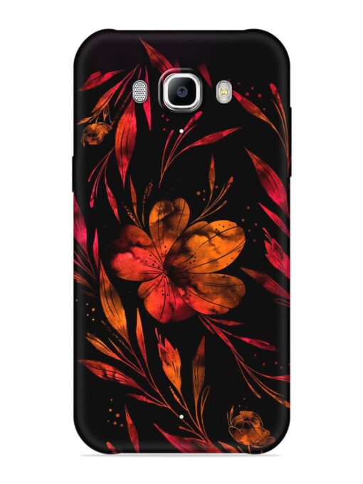 Red Flower Painting Embossed Soft Silicone Case for Samsung Galaxy J7 (2016)